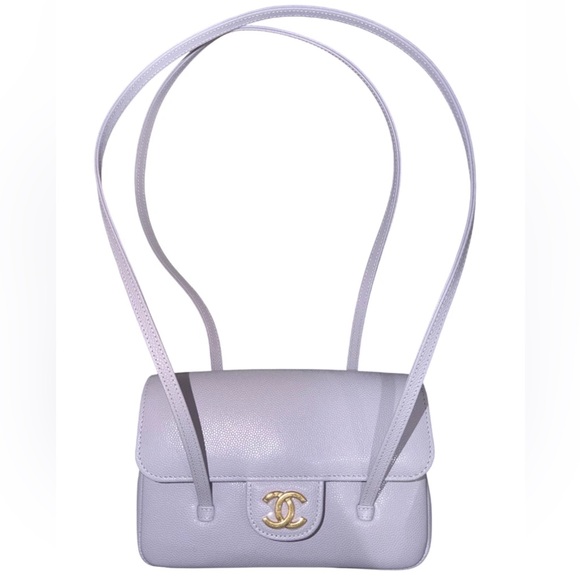 CHANEL Handbags - Chanel 26S Preppy Coco Mini Purple Caviar Leather Gold CC Logo Shoulder Bag